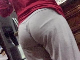 Watch my Chinese mother's bulging buttocks in workout clothes