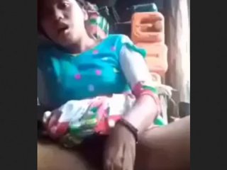 Aroused rural girl satisfies herself in town