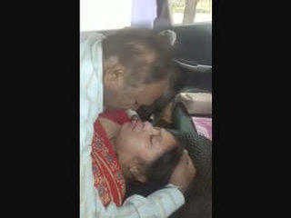 Secret rendezvous of neighbor and mature woman in a car