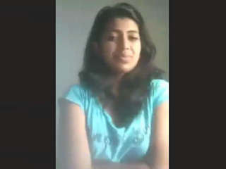 Adorable lesbian girl performs on video call