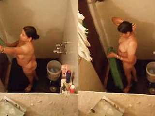 Indian wife takes a bath