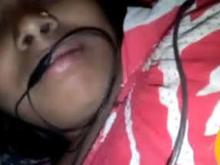 Brunette Indian girl chats on video call