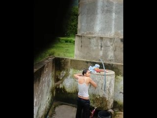 Desi girl in the shower: A steamy outdoor experience