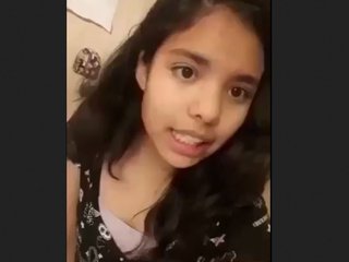 Adorable teen with bangs in MMS video