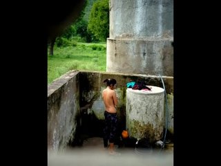 Desi girl takes a shower in the great outdoors