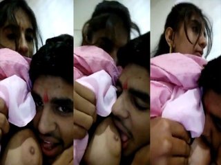 Desi couple enjoys boob sucking on cam