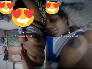 Tamil babe flaunts her big boobs on video call