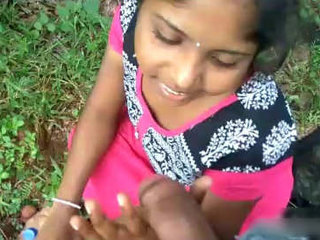 Telugu girl gives a POV blowjob in the backyard