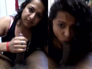 Wife gives a sensual blowjob with deep throat