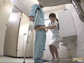 Japanese nurse uses her power to get a sample from a reluctant patient