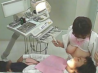 Japanese dentist with big tits gets a creampie after a long time
