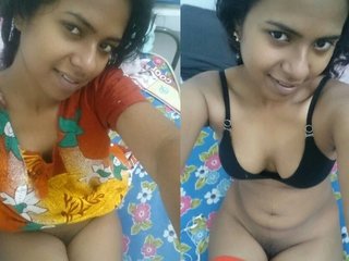 Cute Tamil girl gives a glimpse of her breasts in nighty